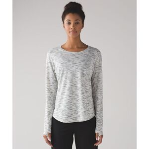 Lululemon Lost In Pace Long SleeveTiger Space Dye Black White Size 6